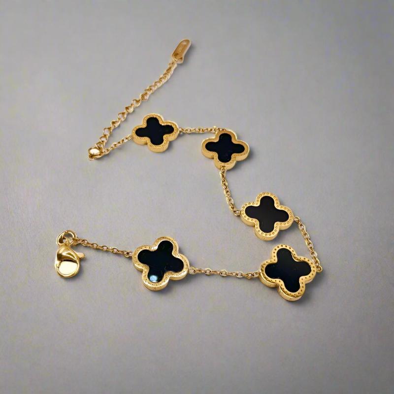 Midnight Clover Gold Bracelet