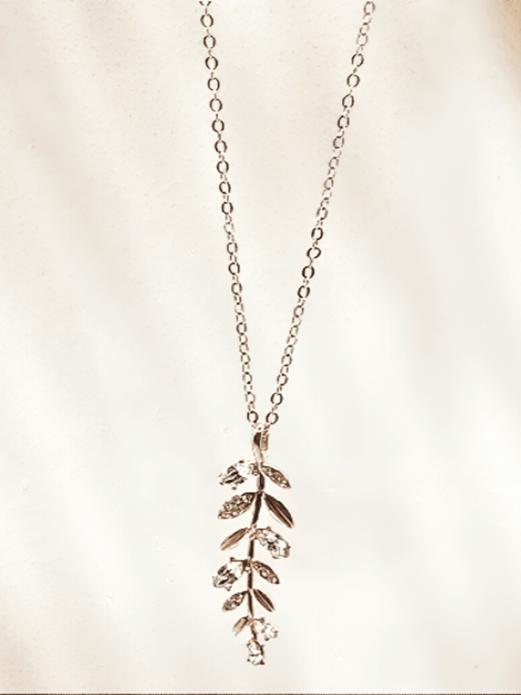 Dainty Rose Gold Necklace With Austrian Leaf Crystal