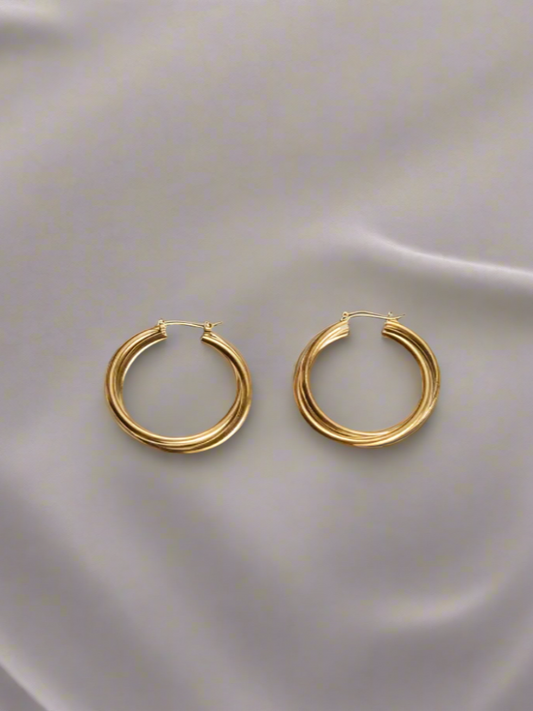 Double Twist Gold Hoops