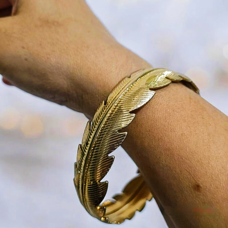 Gold Feather Bangle