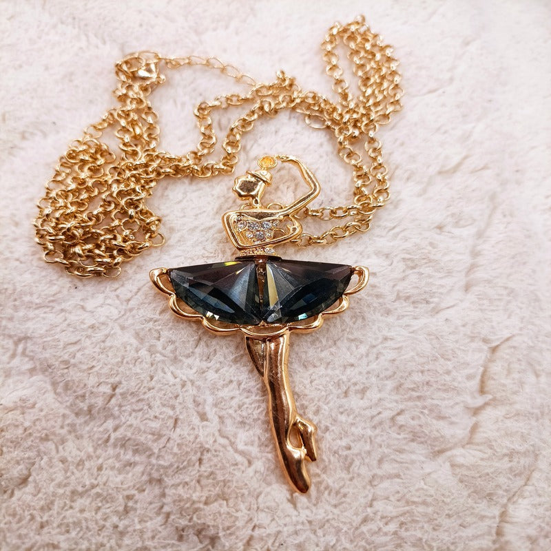 Gold Chain With Ballerina Crystal Pendant