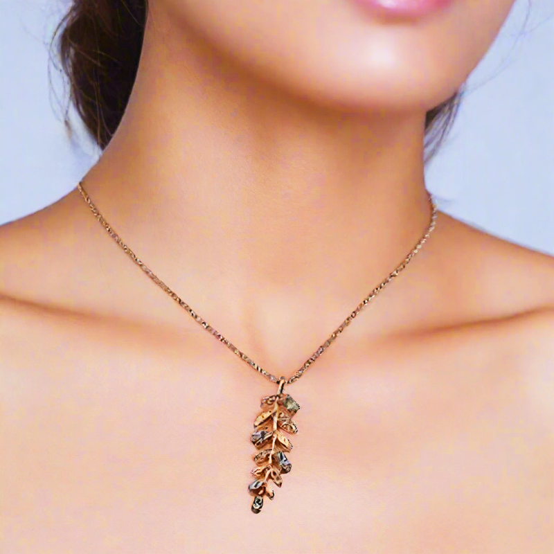 Dainty Rose Gold Necklace With Austrian Leaf Crystal